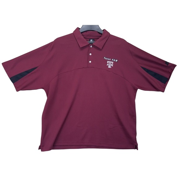 STARTER Other - Starter Texas A&M Aggies Polo Shirt Mens XL Maroon Short Sleeve Textured Logo